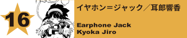 16. イヤホン＝ジャック／耳郎響香
Earphone Jack / Kyoka Jiro