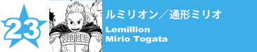 23. ルミリオン／通形ミリオ
Lemillion / Mirio Togata